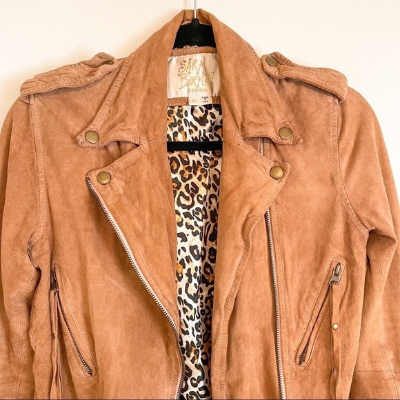 Sara Berman Tan Suede Moto Biker Jacket XS - Picture 10 of 16